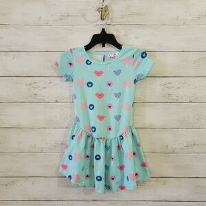 Dot Dot Smile Toddler Kids Dress Blue Heart Lollipop Print‎ Drop Waist Size 2T